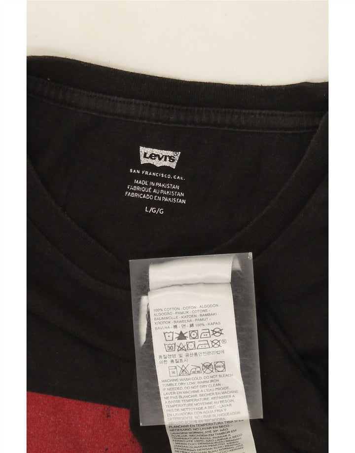 Męski T-shirt z grafiką Levi's, duży, czarny, bawełniany
