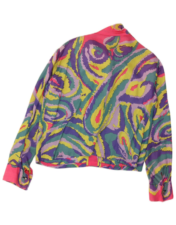 Damska bluzka koszulowa VINTAGE wiązana z przodu UK 14, duża, wielokolorowa paisley