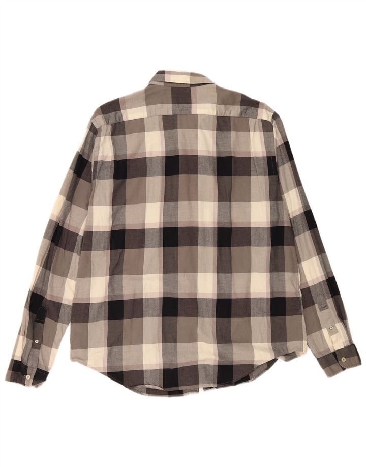 Męska koszula flanelowa Lacoste o regularnym kroju, rozmiar 44 XL, bawełniana w szarą kratkę