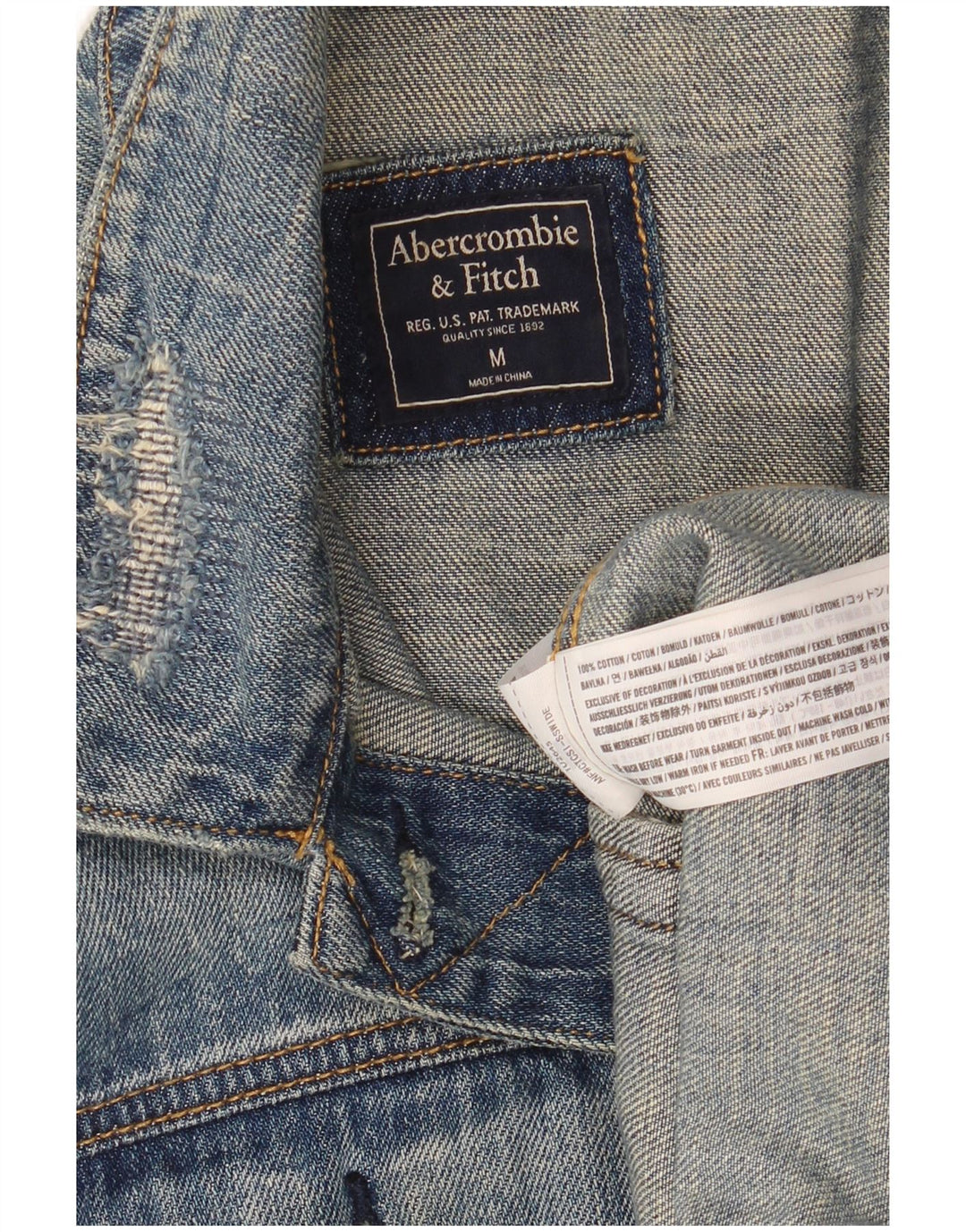 Damska kurtka dżinsowa oversize ABERCROMBIE & FITCH UK 14, średnia niebieska, bawełniana