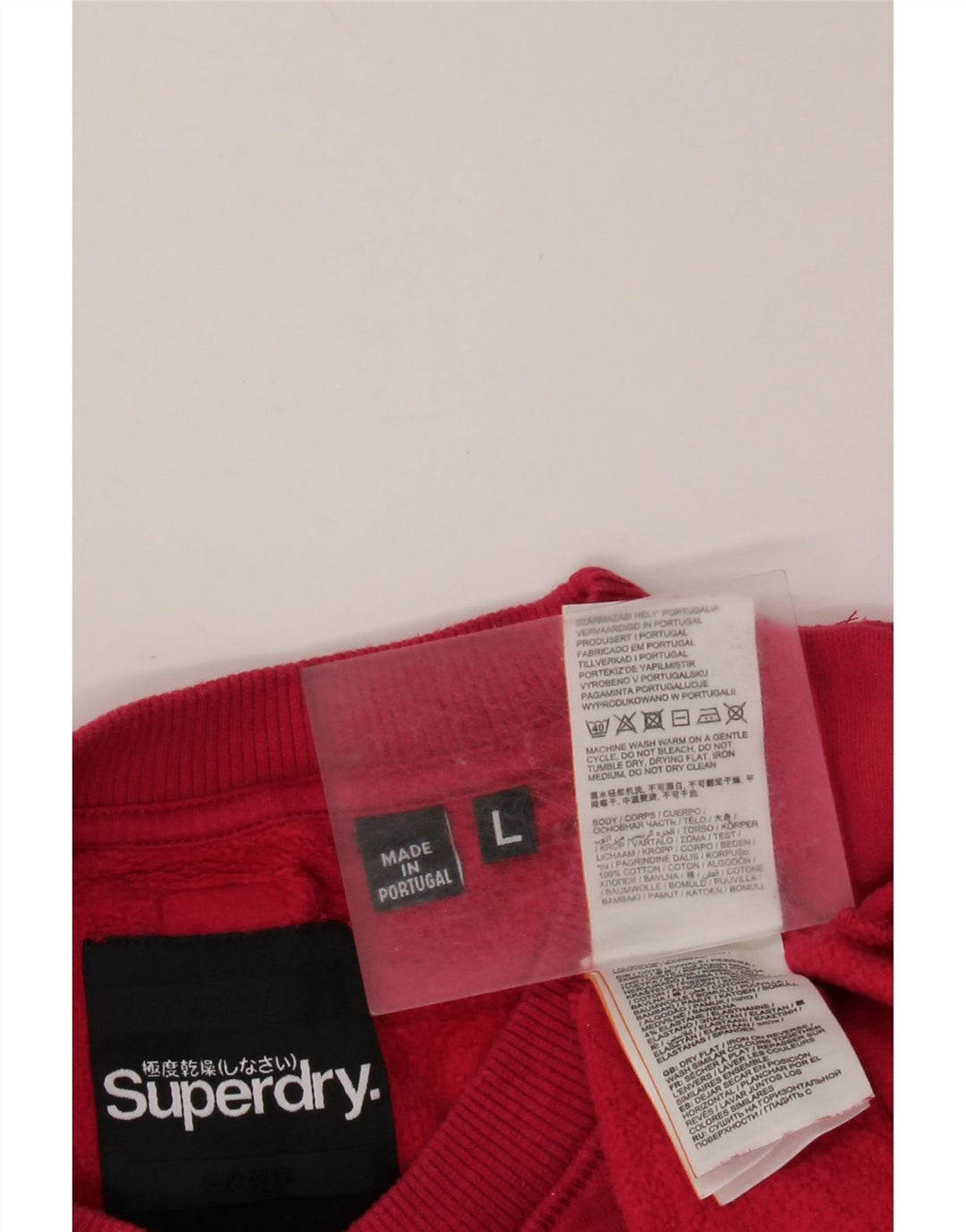 SUPERDRY Męski sweter z grafiką, duży, różowy, bawełniany