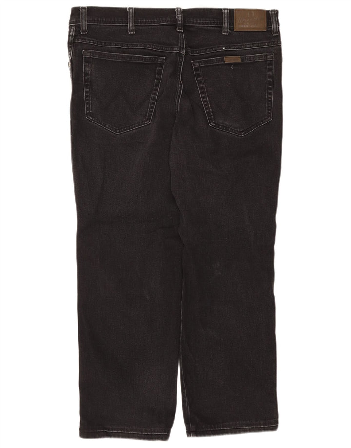 Męskie proste dżinsy Wrangler W38 L27, czarne, bawełniane