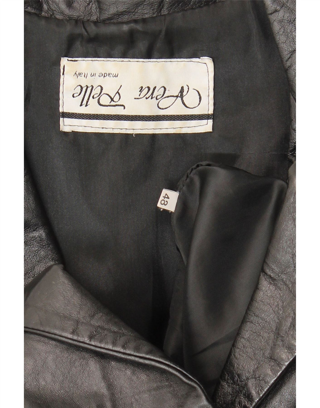 Vintage damska marynarka skórzana zapinana na 1 guzik IT 48 XL czarna skóra