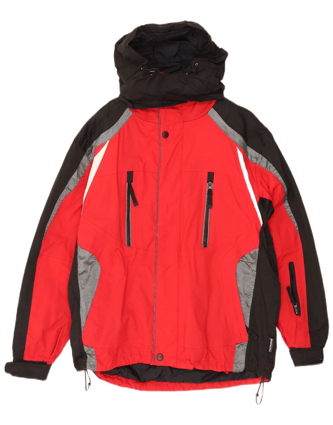 Męska kurtka narciarska z kapturem VINTAGE UK 38, poliamid w kolorze średniej czerwieni