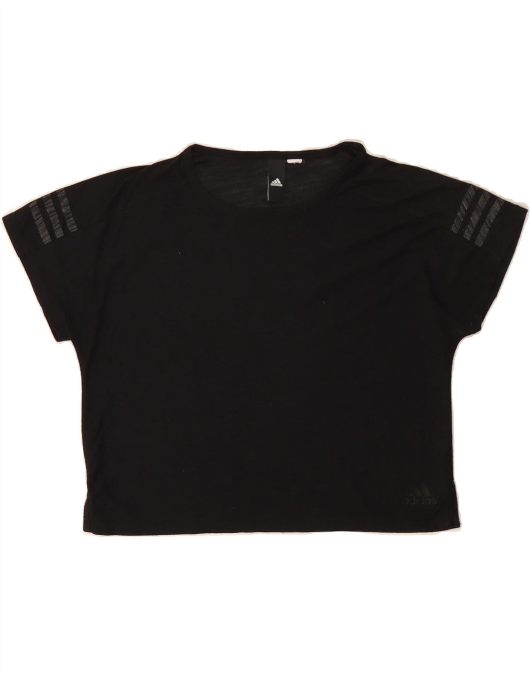 ADIDAS Womens Crop T-Shirt Top UK 14 Medium Black Vintage Adidas and Second-Hand Adidas from Messina Hembry 