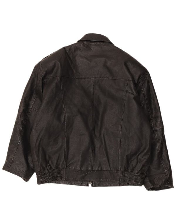 Męska kurtka skórzana MILAN UK 40, duża czarna skóra