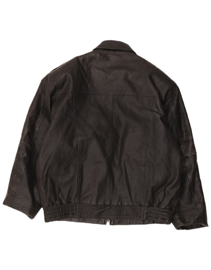 Męska kurtka skórzana MILAN UK 40, duża czarna skóra