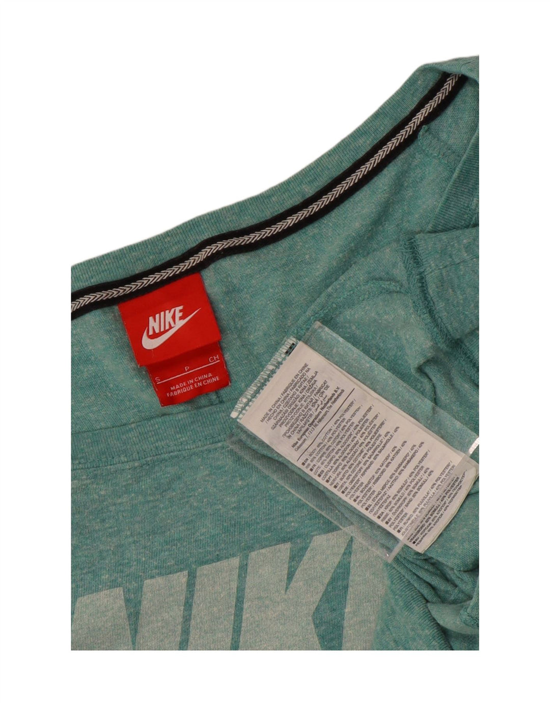 Damska koszulka z grafiką z odkrytymi ramionami Nike, z długim rękawem, UK 10, mała turkusowa