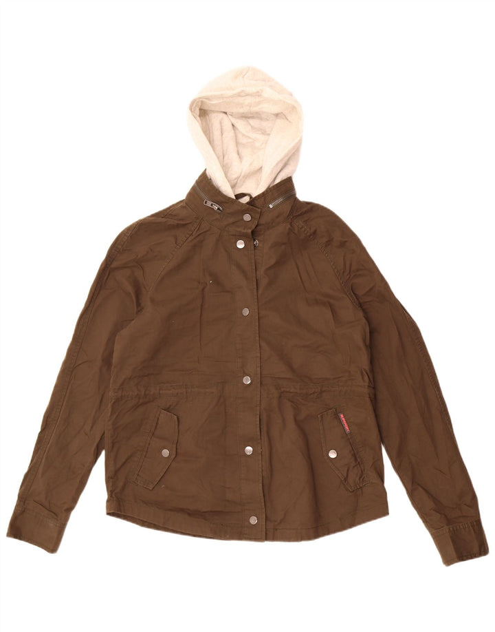 Damska kurtka bomber z kapturem Superdry UK 14, średnia bawełna khaki