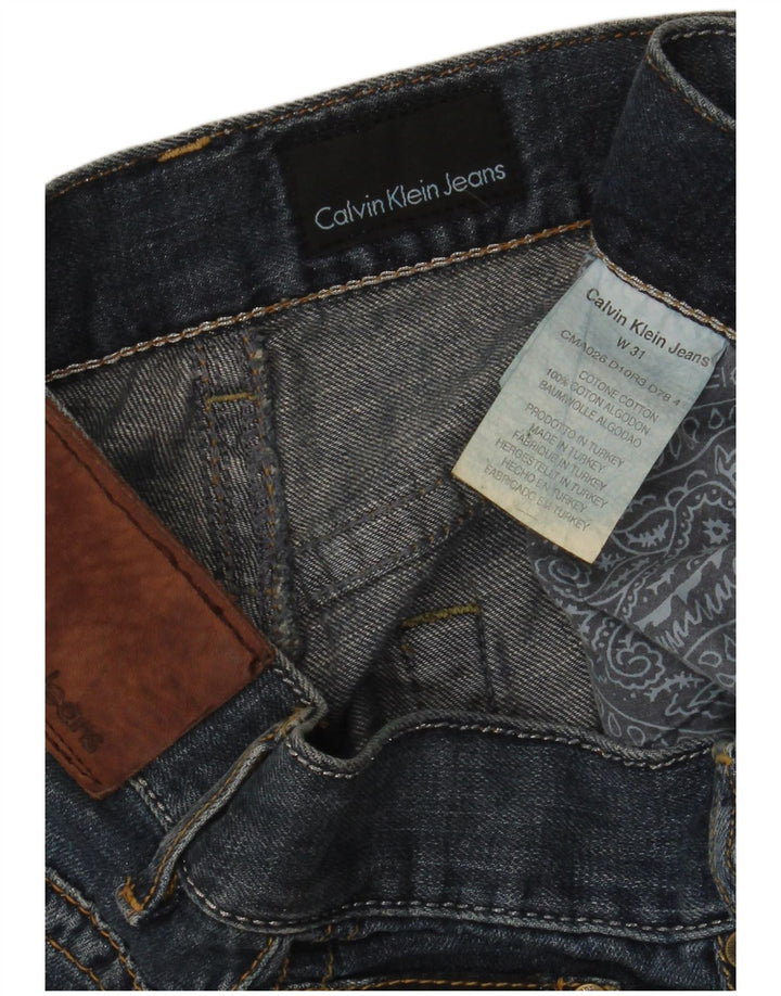 Męskie jeansy Calvin Klein w trudnej sytuacji, proste W31 L28, niebieska bawełna
