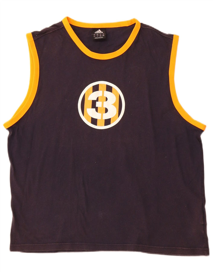 Męska kamizelka z grafiką ADIDAS, duża, granatowa, bawełniana, sportowa