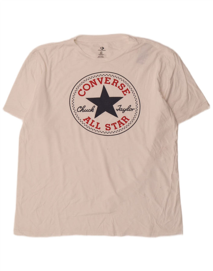 Converse Męski T-shirt z grafiką, duży, biały, bawełniany