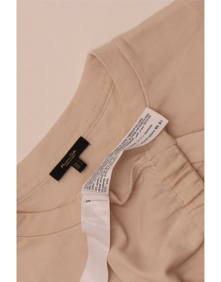 T-shirt damski Massimo Dutti Top UK 16, duży, beżowy, bawełniany
