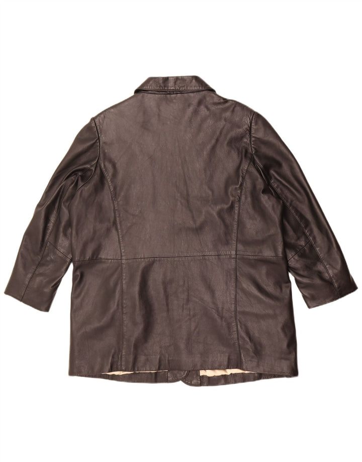 Damska kurtka skórzana oversize Essence UK 18/20 XL, czarna skóra