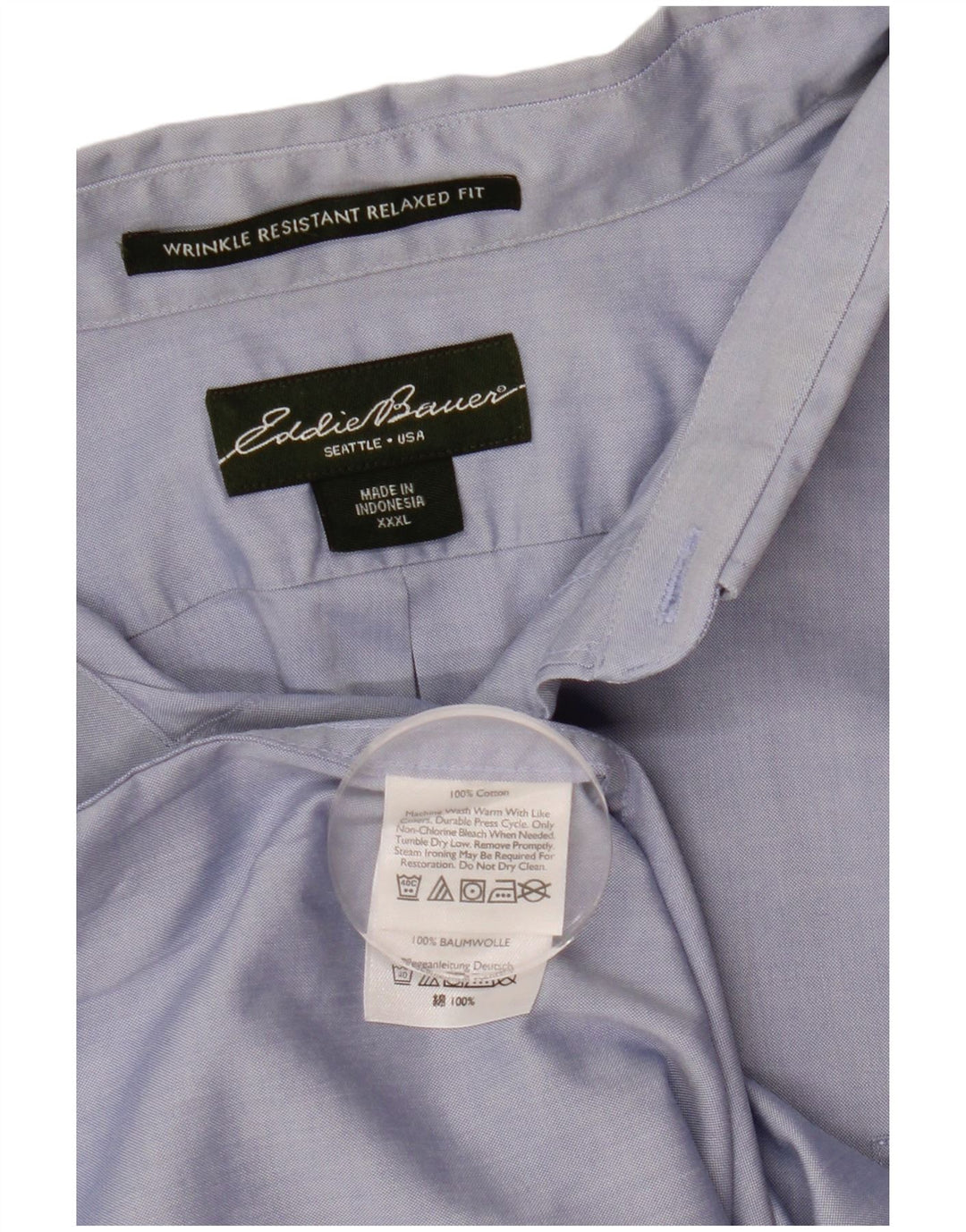 EDDIE BAUER Męska koszula o swobodnym kroju z krótkim rękawem, 3XL, niebieska, bawełniana