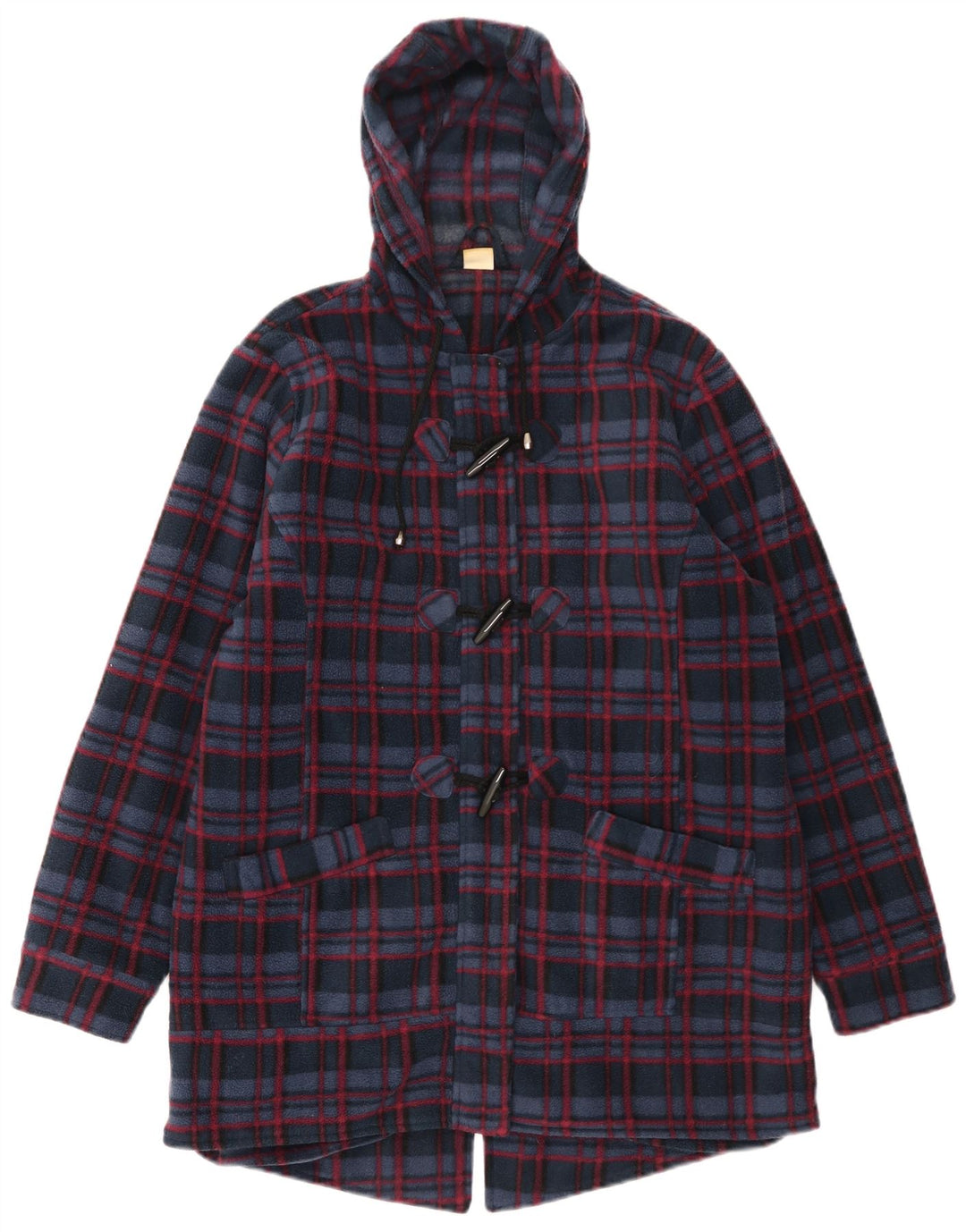 Damska kurtka parka z kapturem Cotton Traders UK 16 w dużą granatową kratkę