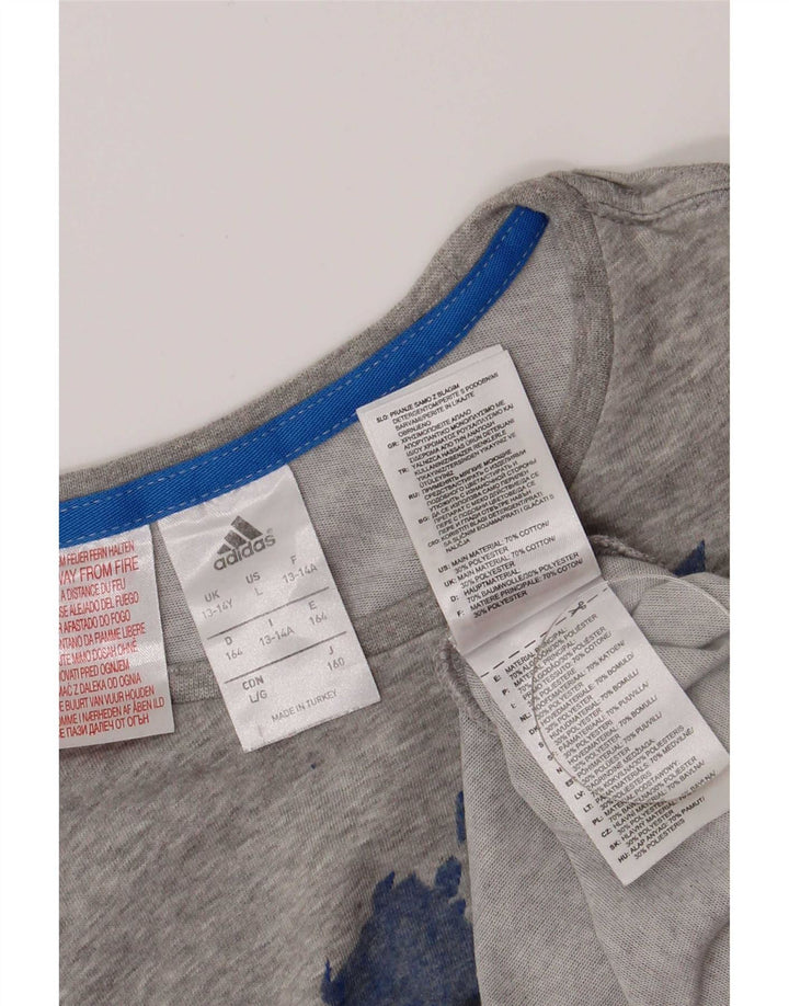 Chłopięca koszulka Adidas Regular Graphic Top 13-14 lat Szara bawełna