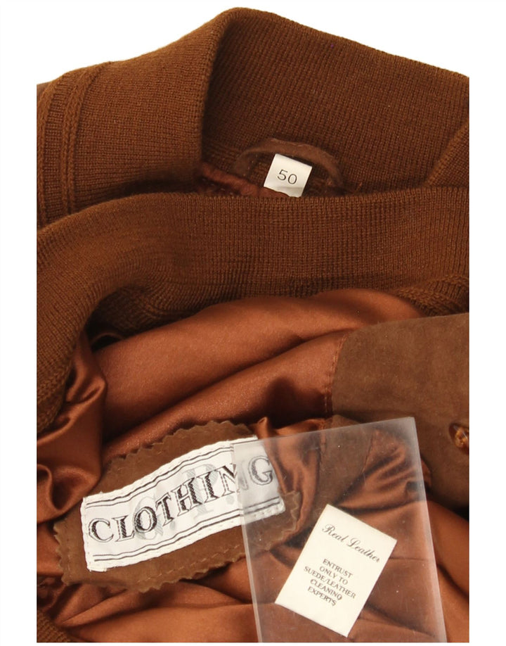 Vintage męska zamszowa kurtka bomber IT 50 duża brązowa skóra