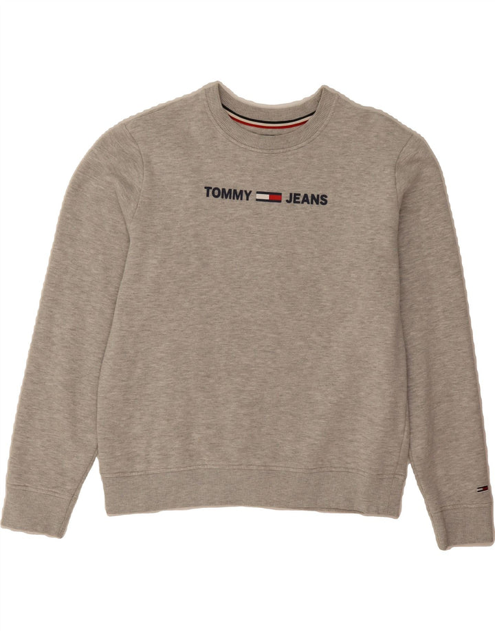 TOMMY HILFIGER Womens Graphic Sweatshirt Jumper UK 14 Medium Grey Vintage Tommy Hilfiger and Second-Hand Tommy Hilfiger from Messina Hembry 