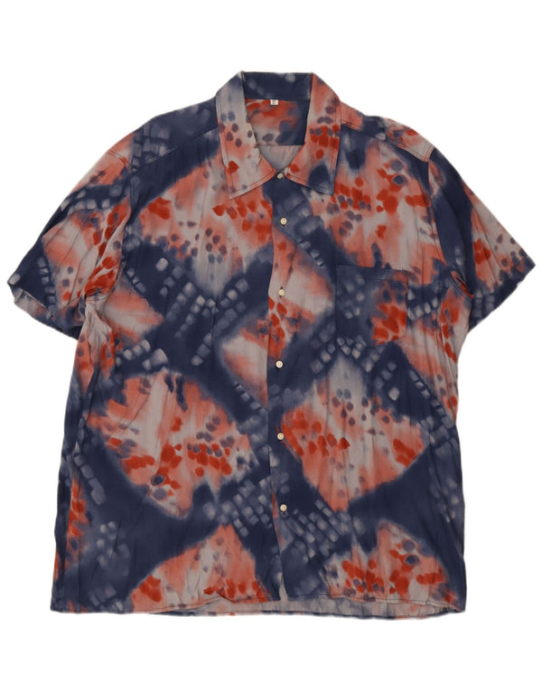 Vintage męska koszula z krótkim rękawem XL Blue Tie Dye