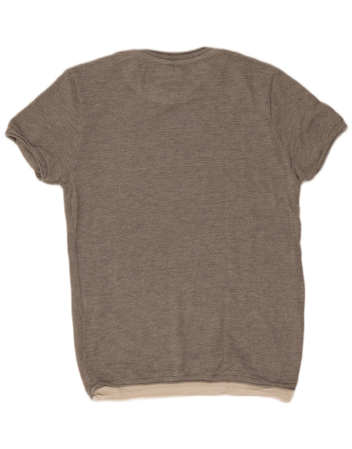 T-shirt męski Zara Top, średnioszary, bawełniany