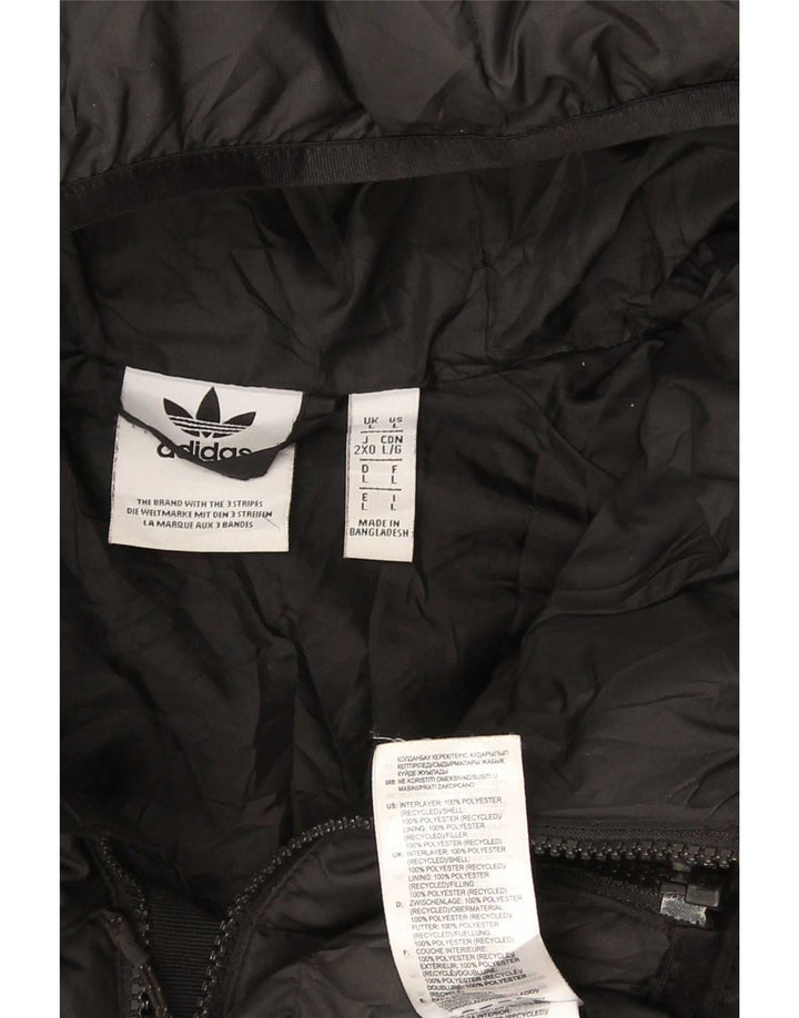 Męska wyściełana kurtka z kapturem Adidas UK 40, duża, czarna, poliestrowa