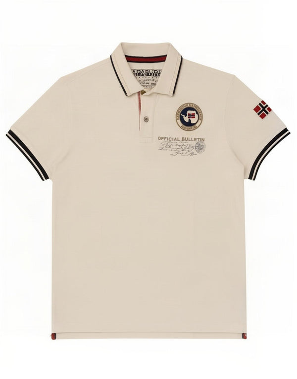 Męska koszulka polo Napapijri z grafiką, 2XL, biała, bawełniana