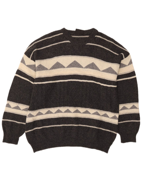 Męski sweter z okrągłym dekoltem Louis Estere EU 54 XL w szare paski