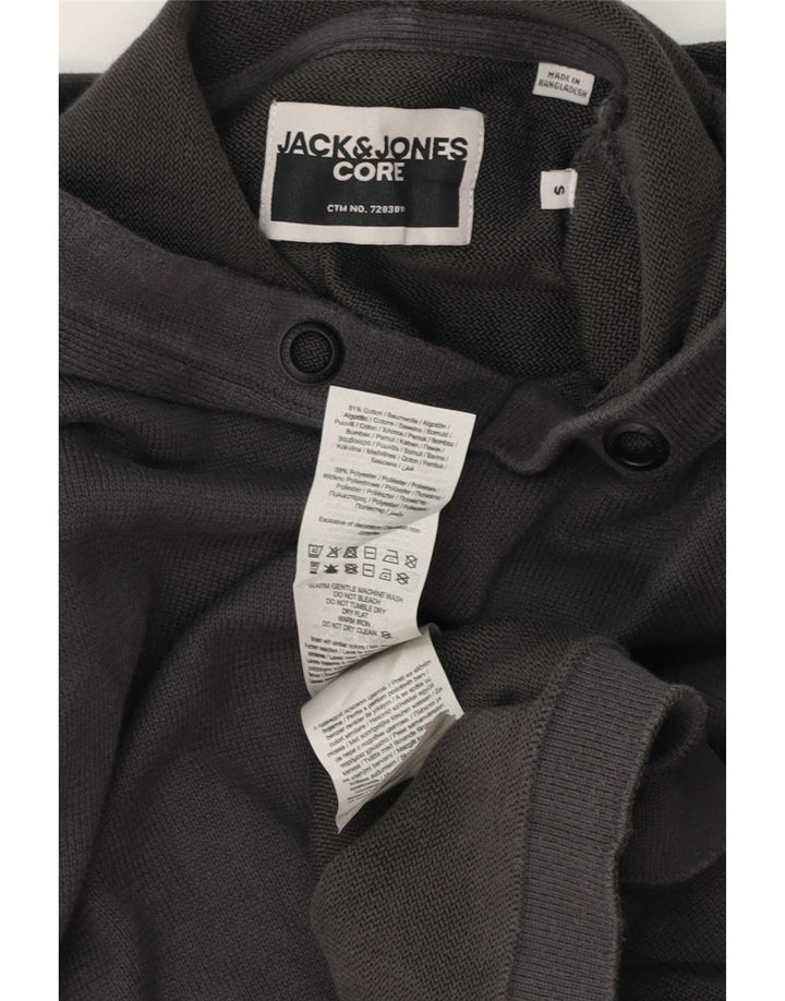 Męski sweter z kapturem Jack & Jones, mały, szary, bawełniany