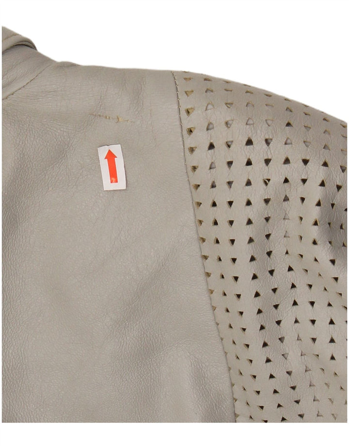 GABRIELLA BENELLI Damska kurtka oversize EU 36, mała, szara, skórzana