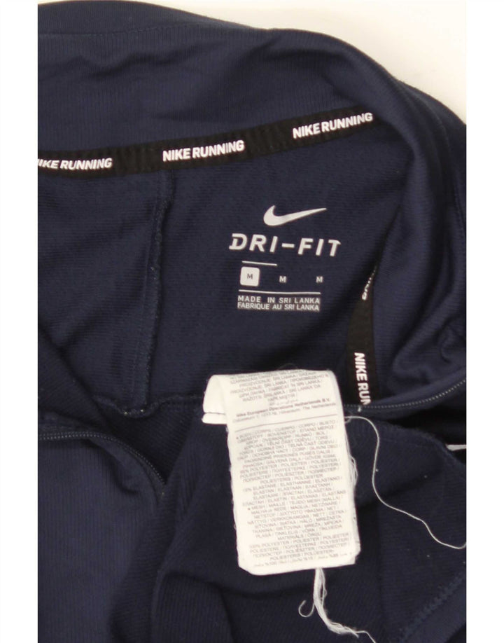 Męska koszulka Nike Dri Fit z zamkiem błyskawicznym i długim rękawem, średni granatowy poliester