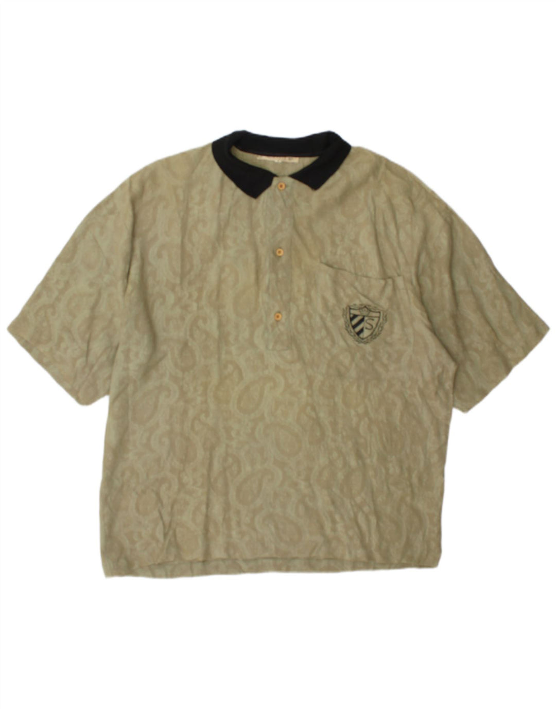 Męska koszulka polo Silenzio, mała, khaki, paisley