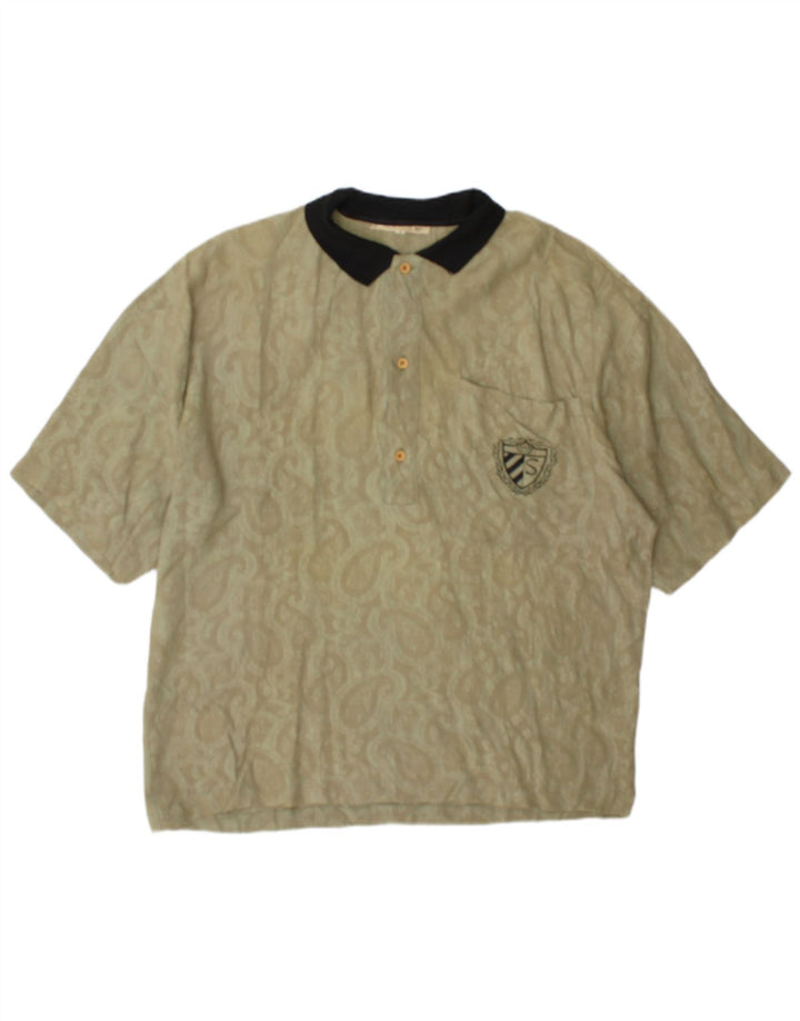 Męska koszulka polo Silenzio, mała, khaki, paisley