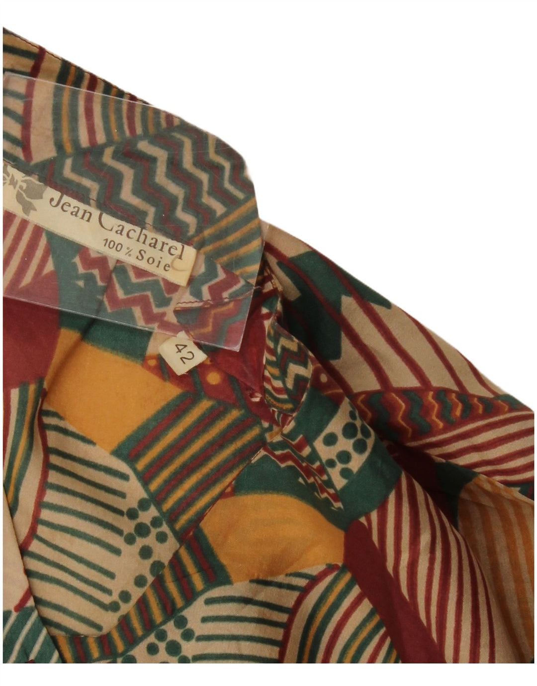 Damska bluzka koszulowa w stylu vintage IT 42 Średnia, wielokolorowa, geometryczna