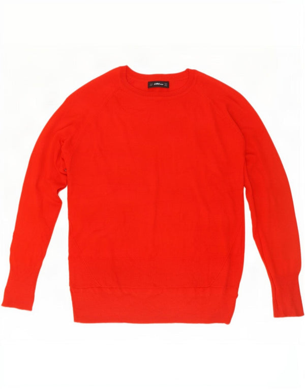 Damski sweter Zara z dekoltem w łódkę UK 10 Small Red Wiskoza
