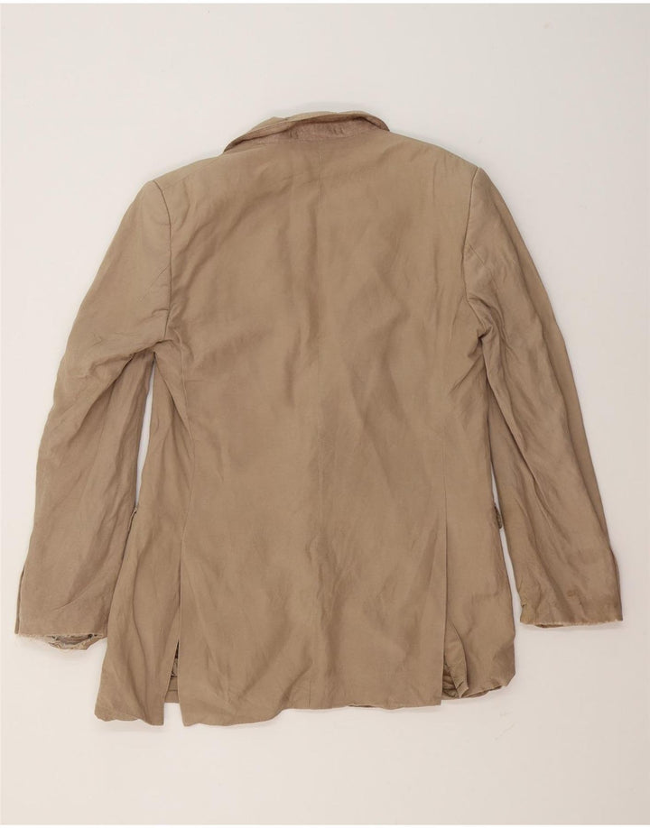 Męska marynarka zapinana na 2 guziki Jaeger UK 40, duża, beżowy jedwab