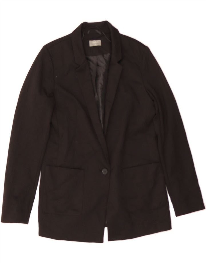 OASIS Womens 1 Button Blazer Jacket UK 12 Medium Black Polyester Vintage Oasis and Second-Hand Oasis from Messina Hembry 