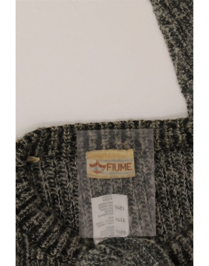 Męski sweter z okrągłym dekoltem FIUME 2XL Szary akryl z blokami kolorów