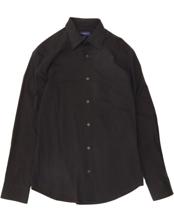TRUSSARDI JEANS Mens Shirt Large Black Cotton Vintage Trussardi Jeans and Second-Hand Trussardi Jeans from Messina Hembry 