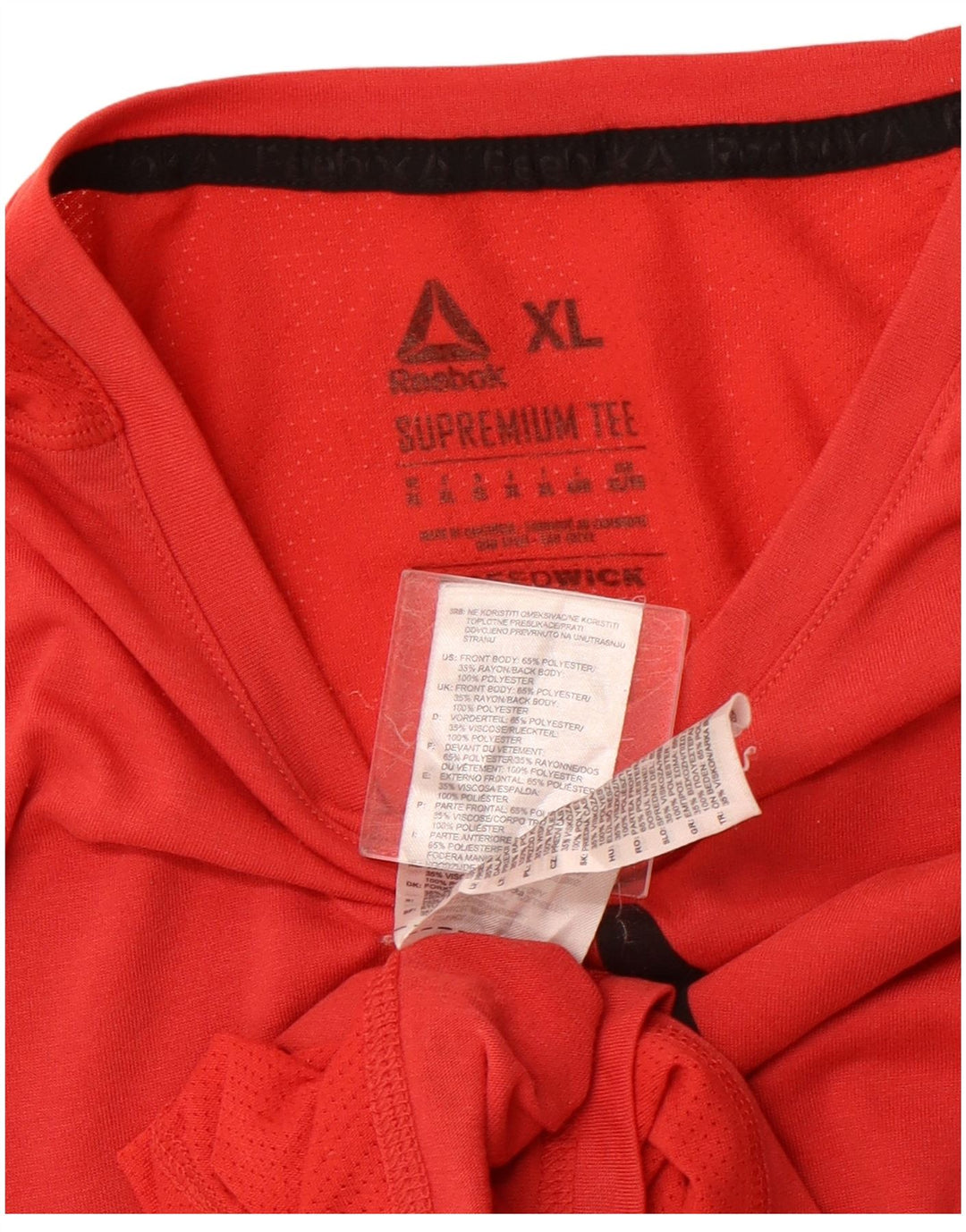 Męska koszulka z grafiką REEBOK Top XL, czerwona, poliestrowa, sportowa
