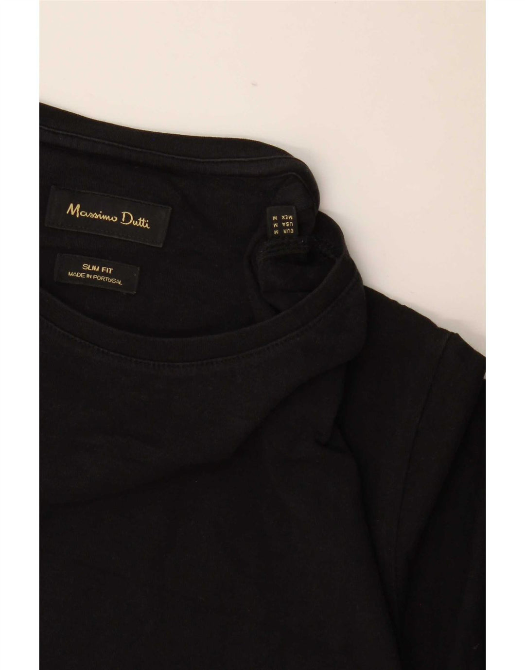 Męska koszulka slim fit z krótkim rękawem Massimo Dutti, średnia czarna