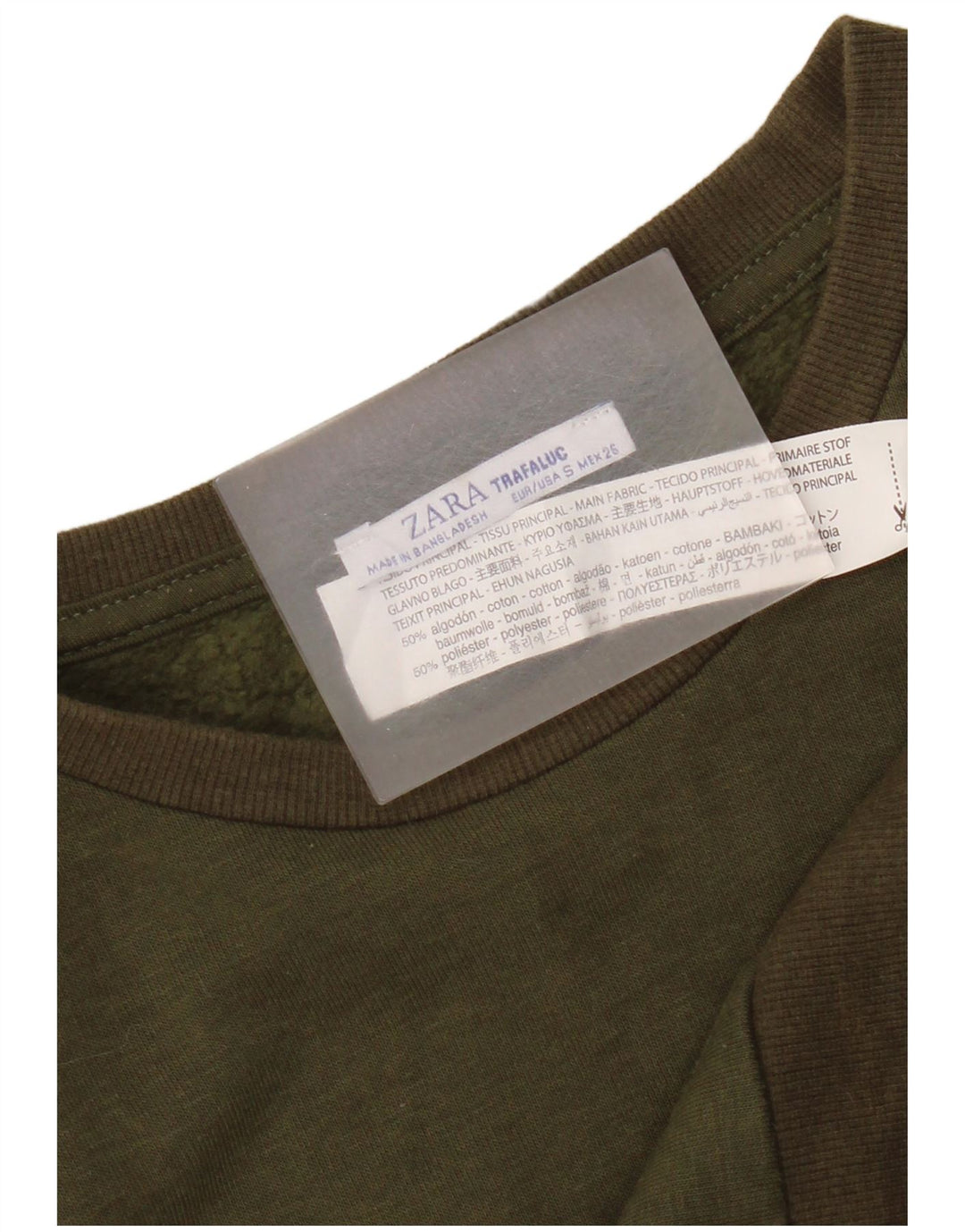Damski sweter oversize Zara UK 10, mały, bawełniany khaki