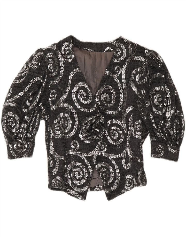 Damska marynarka z rękawami 3/4 VINTAGE UK 12, średnioszara, paisley