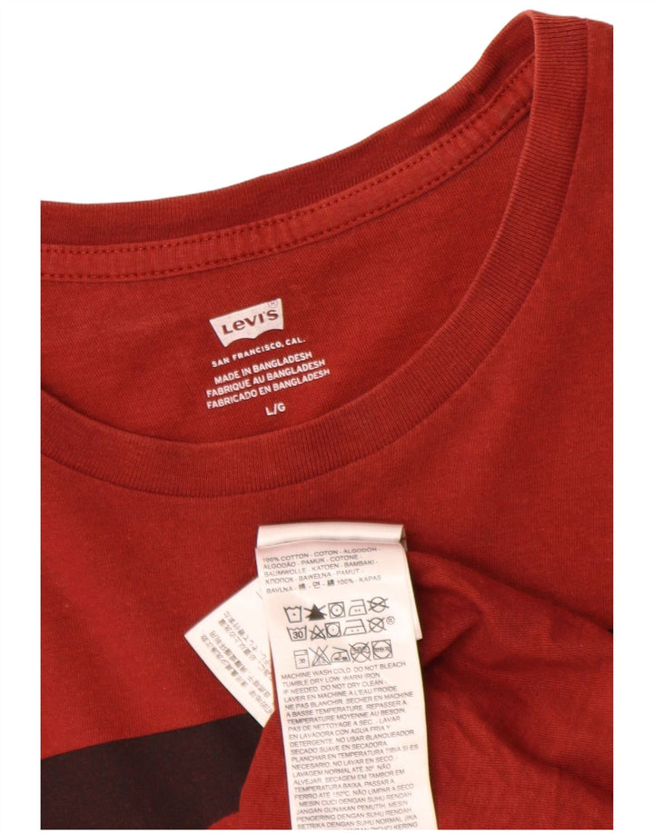 Męski T-shirt z grafiką Levi's, duży, czerwony, bawełniany
