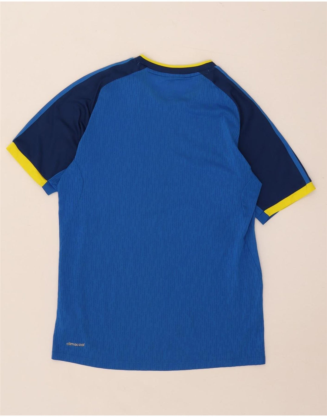 Adidas Męski T-shirt Climacool Top Mały Niebieski Poliester z blokami kolorów
