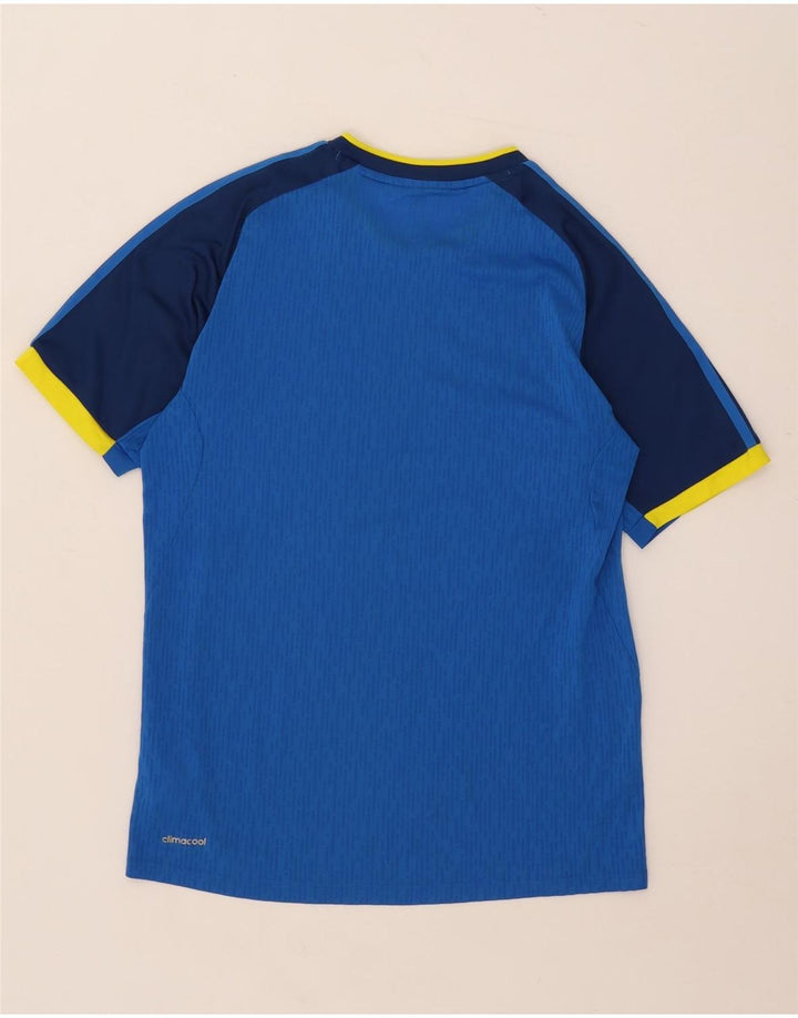 Adidas Męski T-shirt Climacool Top Mały Niebieski Poliester z blokami kolorów