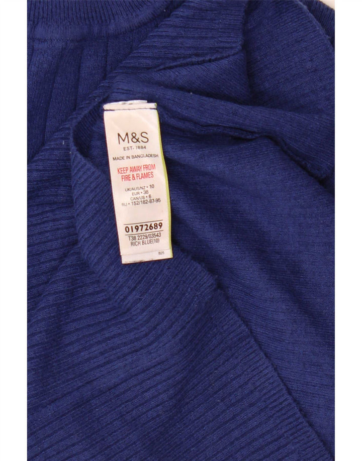 Marks & Spencer Damski sweter z golfem UK 10 Small Blue Wiskoza