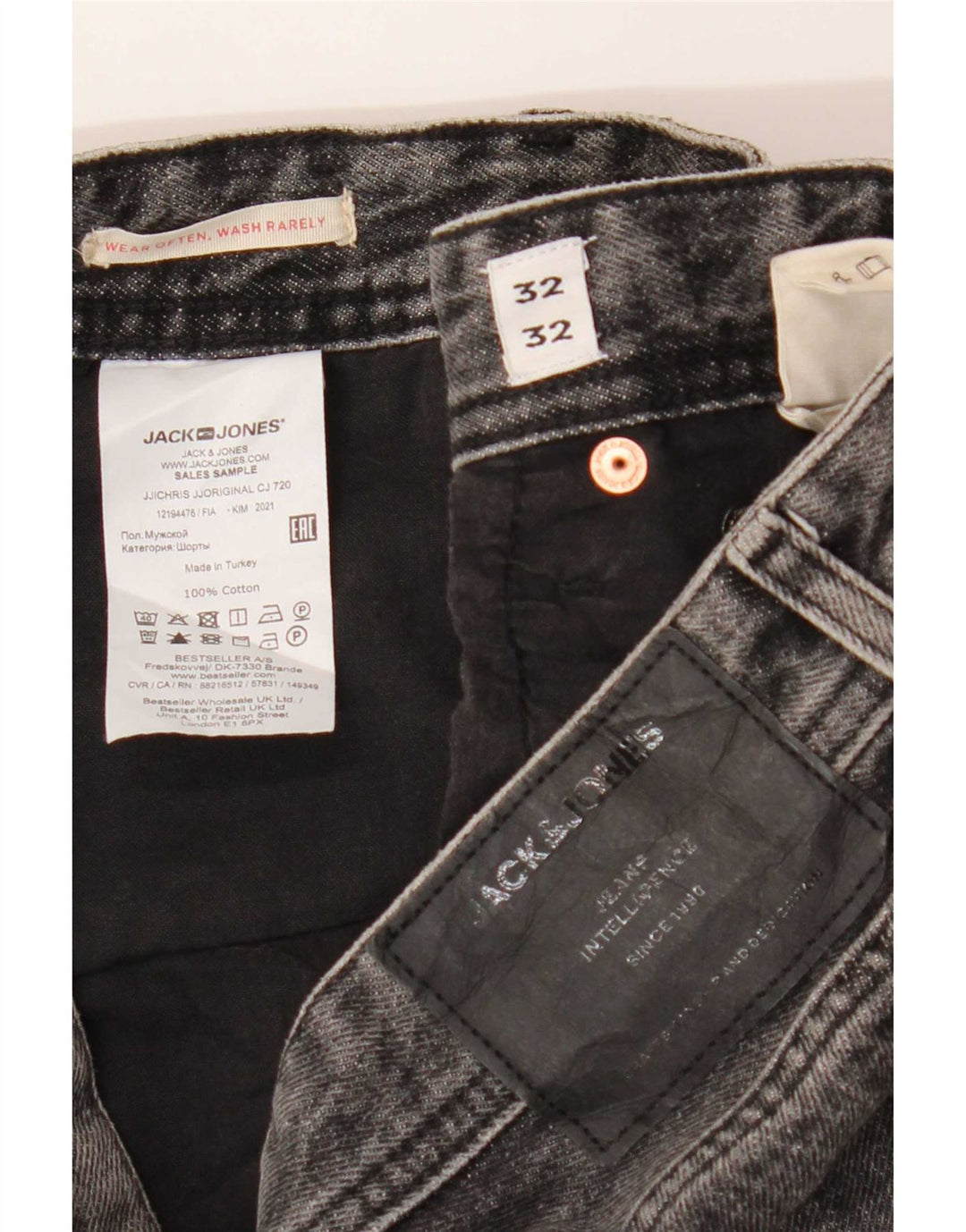 Męskie proste dżinsy Jack & Jones W32 L32 Szara bawełna