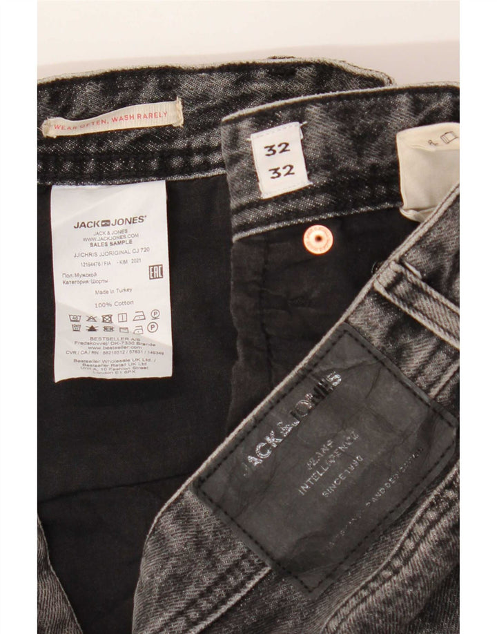 Męskie proste dżinsy Jack & Jones W32 L32 Szara bawełna
