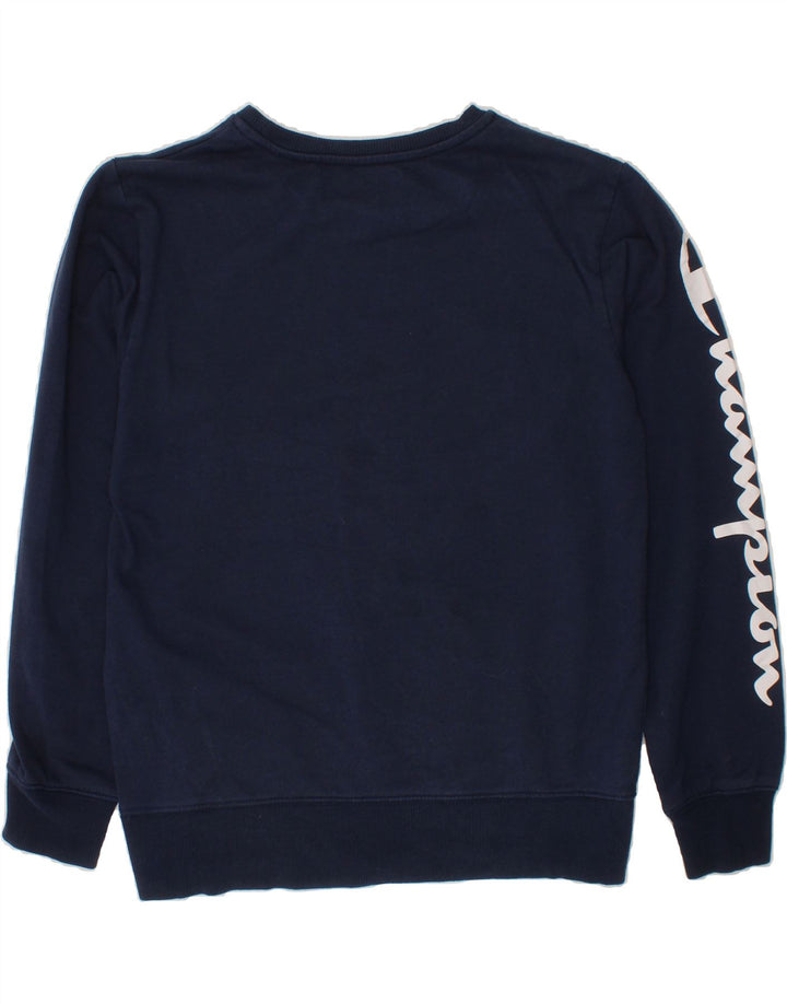 CHAMPION Boys Graphic Sweatshirt Jumper 9-10 Years Medium Navy Blue Cotton Vintage Champion and Second-Hand Champion from Messina Hembry 